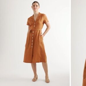 Quince Linen Dress Burnt Orange